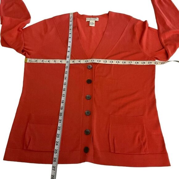 Doncaster Cardigan Button Down Front Silk Blend Orange Red Coral Women Large - Picture 5 of 12